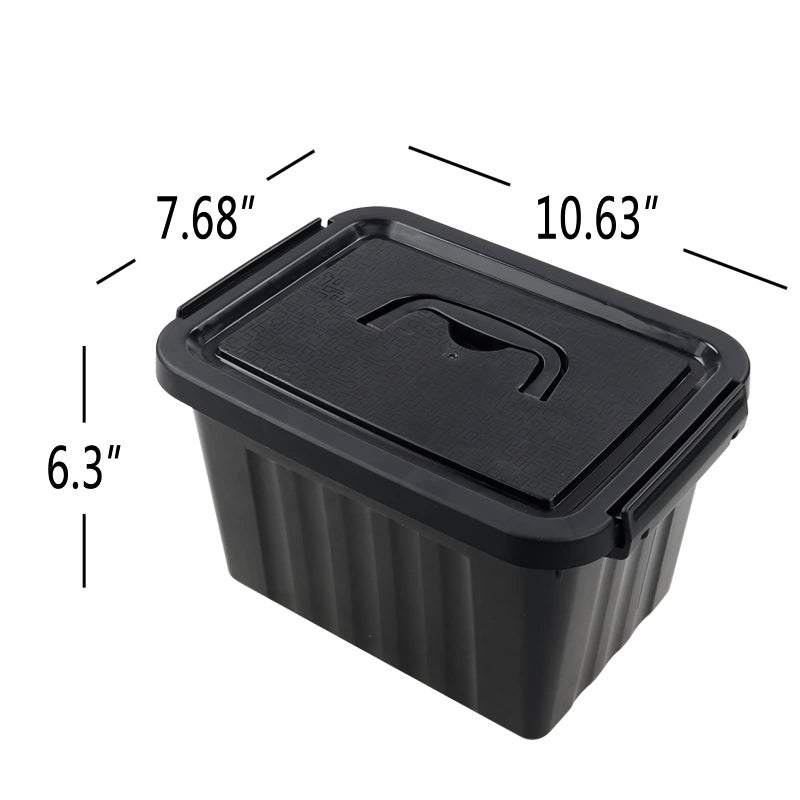 Tyminin Black Plastic Storage Bin ith Lids and Latch, Small Stackable Organizing Box Containers, 6 Packs - Image 3